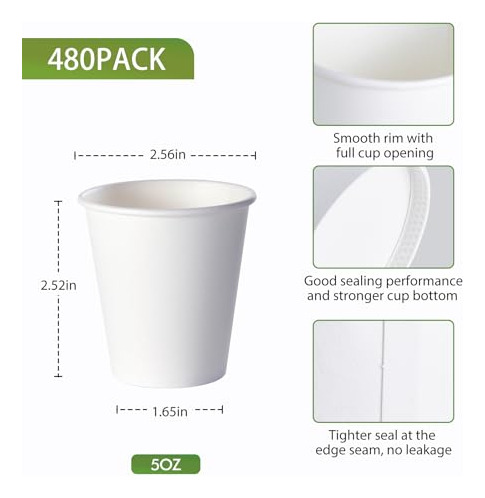 Paquete De 480 Vasos De Papel Desechables 150 Ml