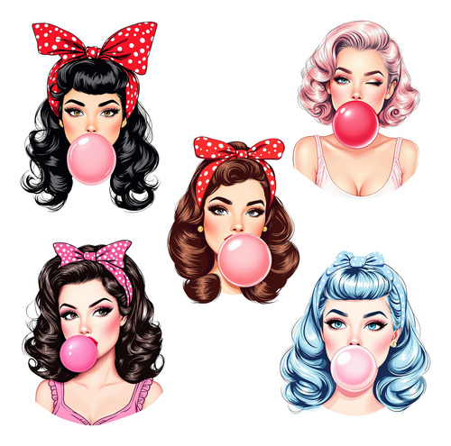 Kit Imagenes Png Clipart Retro Chicas + Chicle Pin Up Diseño