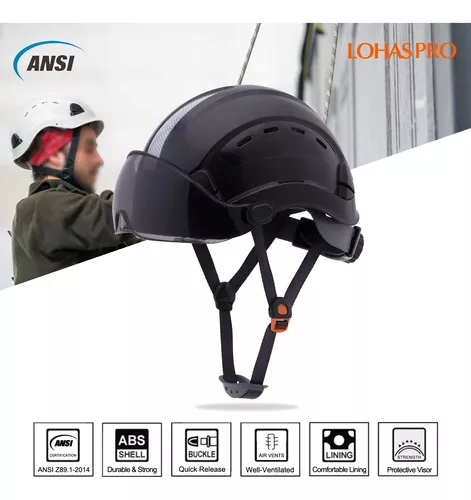 Casco de seguridad para construcción, aprobado por la OSHA Z89.1, casco de  seguridad para hombre, ventilado, con correa para la barbilla, casco de