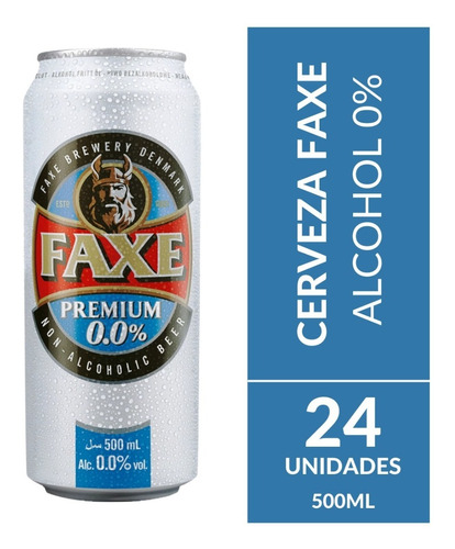 Cerveza Faxe Sin Alcohol Pack X 24 X 500ml Importada