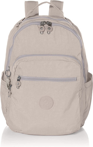 Mochila escolar Kipling Seoul Go cor cinza  design lisa 27L