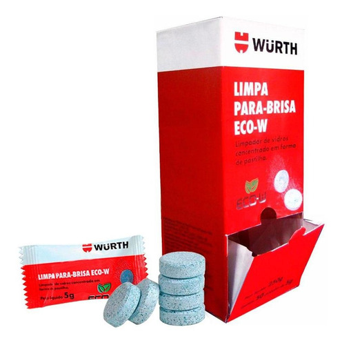 Imagem 1 de 2 de Limpador Para-brisa Em Pastilha Eco Wurth 5g - 50 Unidades