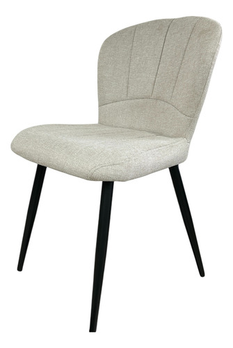 Silla Comedor Panama Pack 2 Unid Chenille Base Negra Chenille Negra Beige