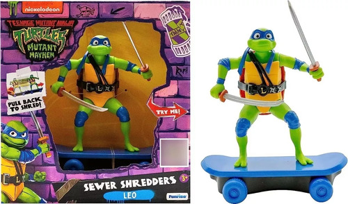 Tortugas Ninja Skate Pullback C/figura Leonardo 71055 Srj