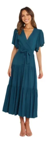 Vestido Estilo Vestidos Con Cuello En V Y Manga Mariposa