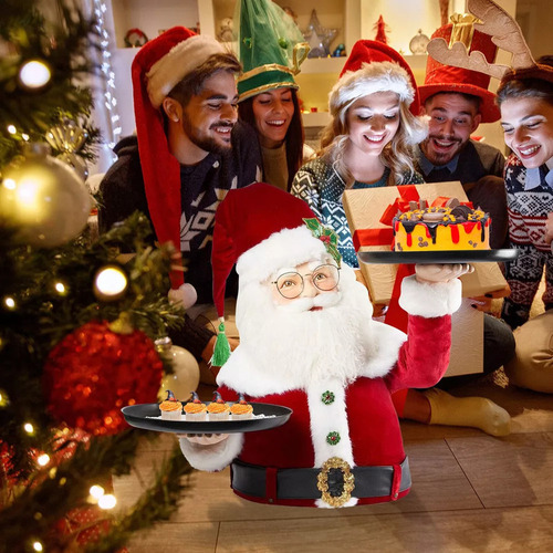 A+ Figura Navidea Con Estatuas De Papá Noel Con Bandeja Pa