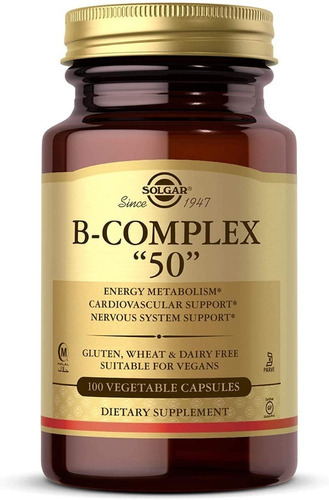 Vitamina B Complex 50 Solgar 100 Capsulas Sabor Neutro