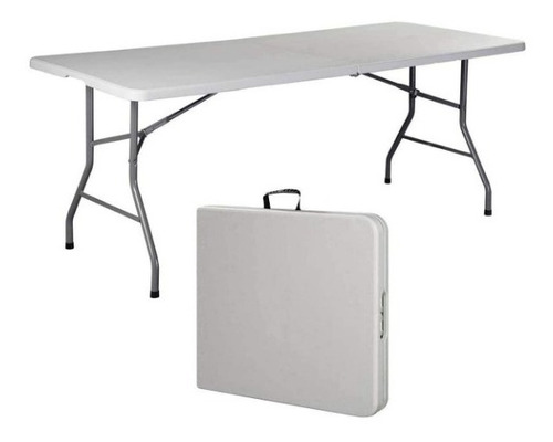 Imagen 1 de 6 de Mesa Plegable Rectangular Blanca Tipo Maletín 1.22x60x74 #e