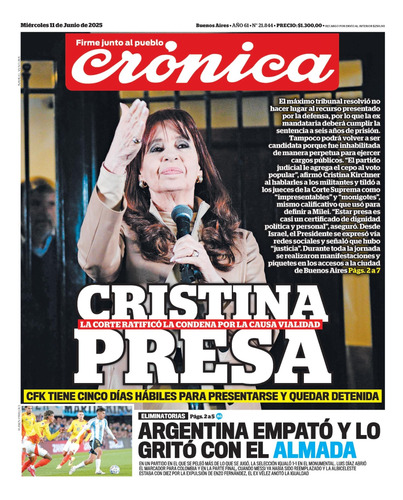 Cristina Kirchner Presa : Corte Confirma Condena * Crónica