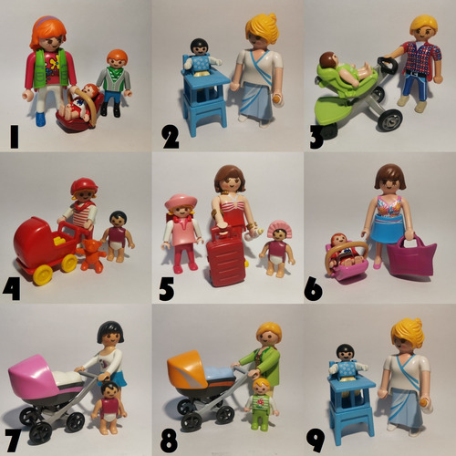 Playmobil Mama Papa Bebe En Cochecito Familia Bebes Nene