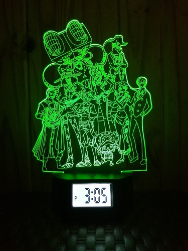 One Piece Lámpara Led Reloj Alarma 3d 7 Colores Muguiwaras