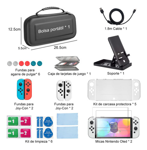 Estuche Kit 27 En 1 Accesorios Nintendo Switch Oled Transpar