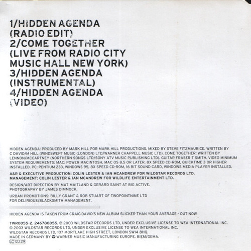 Cd Hidden Agenda (craig David) Estándar