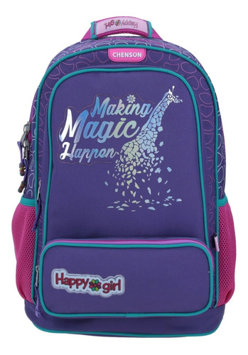 Mochila Happy Girl Jirafa Making Magic Happen Estampado Con Luz Primaria Chenson