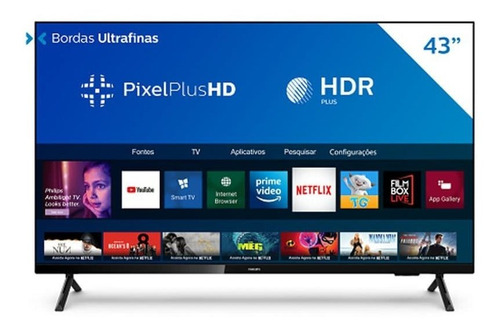 Imagem 1 de 4 de Smart Tv Philips 43 Hg682578 Hd Sem Bordas Hdr Plus 3 Hdmi 2