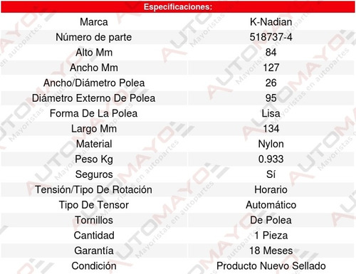 Tensor Accesorios C320 V6 3.2l 00 Al 05 K-nadian 8583641