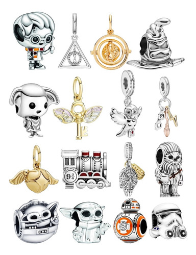 Charm Harry Potter Y Star Wars Plata 925 Calidad Premium