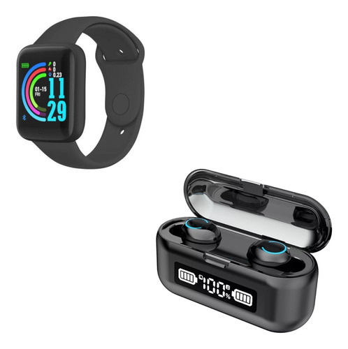 Combo Auricular Bluetooth F9-43 Y Reloj Inteligente D20