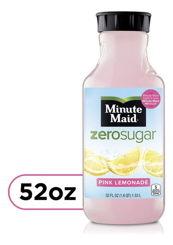 Minute Maid Zero Sugar Limonada Rosa Jugo Botella De 52fl Oz