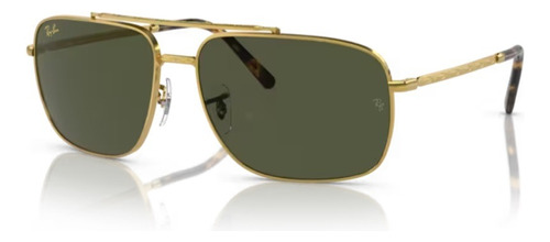 Gafas De Sol Ray-ban Rb3796 919631 62, Color De Montura Dorada, Color Varilla Dorada, Lente De Color Verde, Diseño Rectangular Con Esquinas Redondeadas