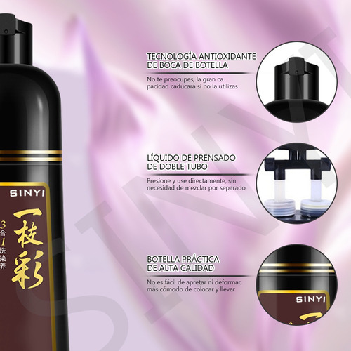 Shampoo Tinte Instantáneo Cubre Canas Natural Jengibre 500ml