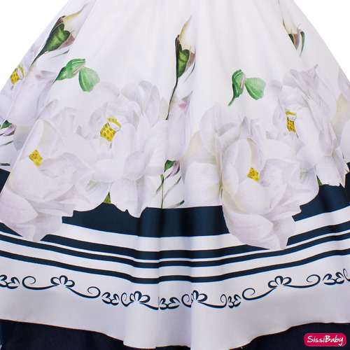 Vestido Infantil Azul Marinho Floral Formatura Casamento