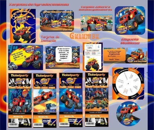 Kit Imprimible Blaze And The Monster Machine Candy Editable