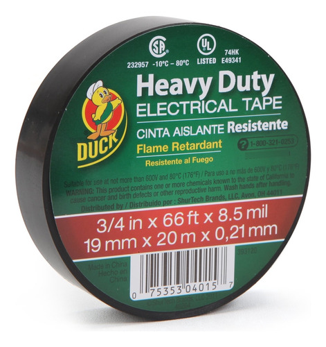 Duck Brand 393120 - Cinta Eléctrica Resistente, 0.75 Pulgad