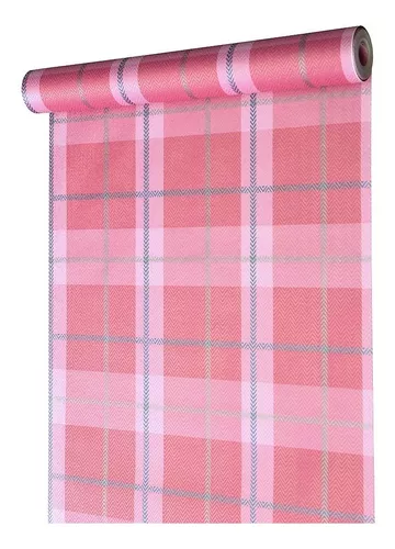 Papel De Parede Importado Textura Xadrez Rosa Pink Rolo 10m