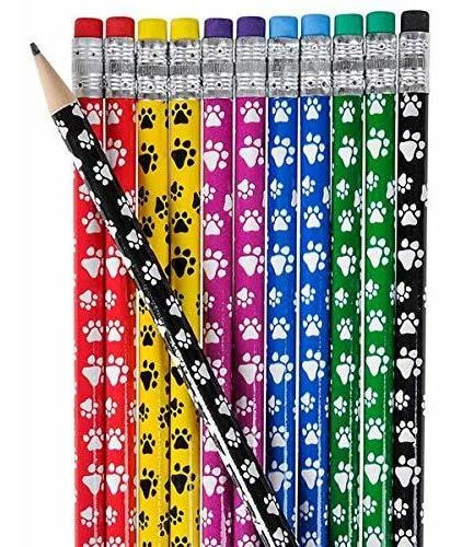 Montón De 12 lápices De Varios Colores Diseño De Huellas De 