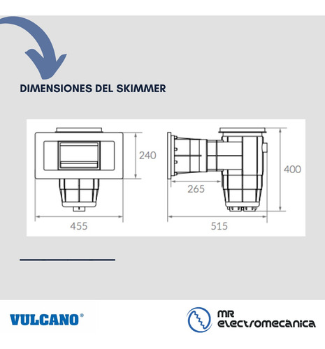 Kit Vulcano Instalación Piscina Plastico Skimmer Ancho 38cm