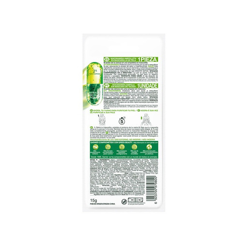 Imagen 3 de 7 de Ampolleta En Mascarilla De Tela Kale Efecto Detox Garnier