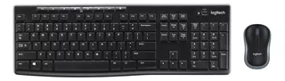 Kit de teclado y mouse inalámbrico Logitech MK270 Español Latinoamérica de color negro