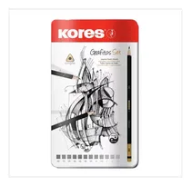 Comprar Lápiz Grafito De Dibujo Graduado Caja De Métal 12 Unds Kores