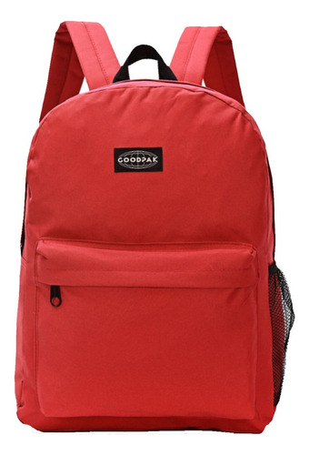 Mochila Urbana Good Pak Bolsillo Escolar Lisa Rojo Unisex