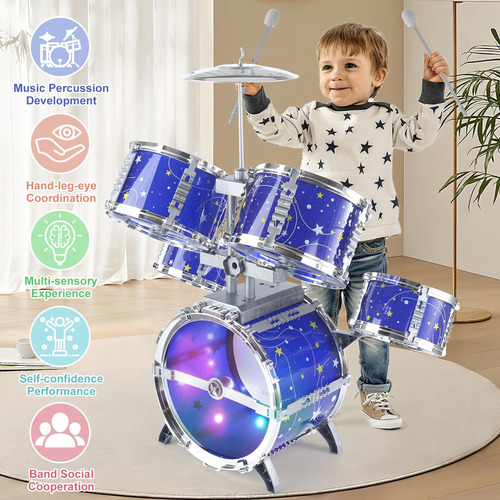 Juego De Batería Niños Pequeños Azul Navidad