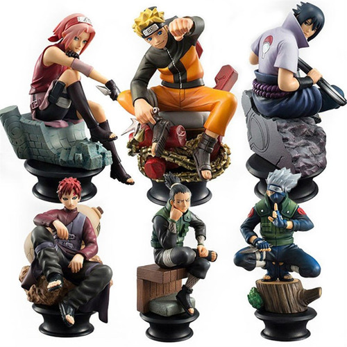 Kit 6 Naruto Boneca Sasuke Kakashi.