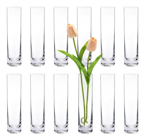 Glass Cylinder Bud Vases For Centerpieces, Set Of 12 Clear S