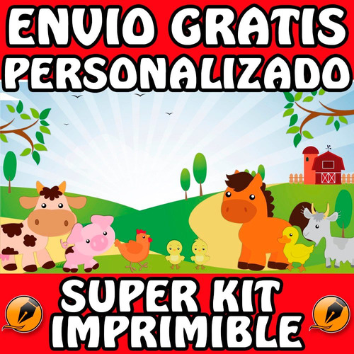 Kit Imprimible Animalitos De Granja Perzonalizado Candy Bar