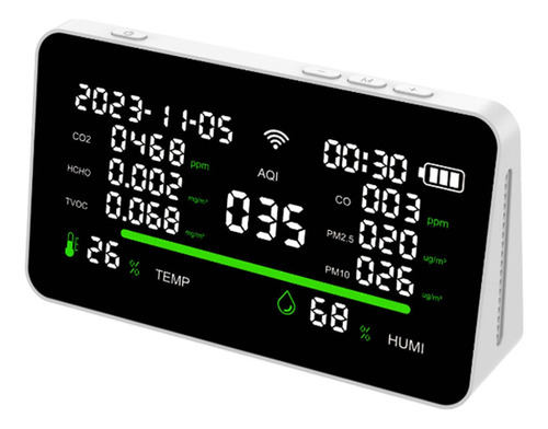 Monitor De Calidad Del Aire 11 En 1, Co2/voc/aqi/pm2.5/termó