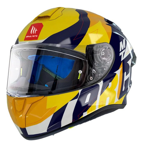 Casco Moto Mt Helmets Ff106 Targo Pro Biger C7 Amarillo Azul