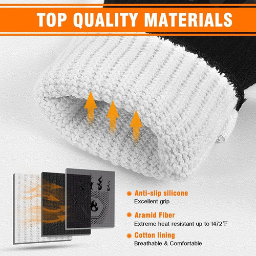 Guantes Resistentes Al Calor 800 °c Silicona Algodon 1 Par