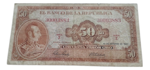 Colombia 50 Pesos Oro 1967