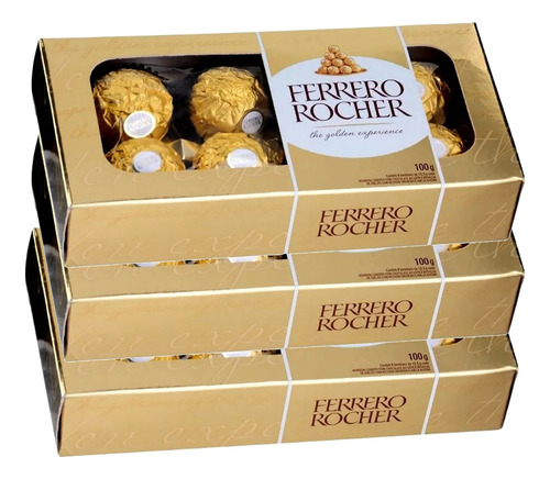 Bombom Ferrero Rocher 100g 8 Bombons (3 Caixas) Kit Avelã