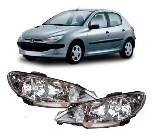 Juego Opticas Delanteras Lente Liso Peugeot 206 Xr 2004-2013