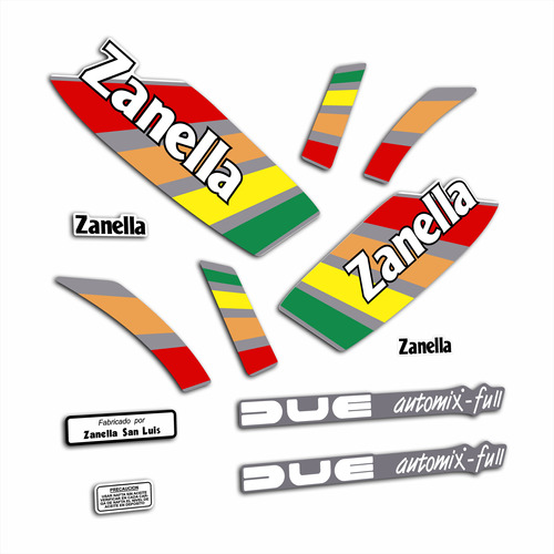 Calcos Zanella 50 Due Automix - Full. Colores. Laminadas