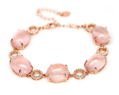 Fina Pulsera De Plata Y Cuarzo Rosa ,y Circones 