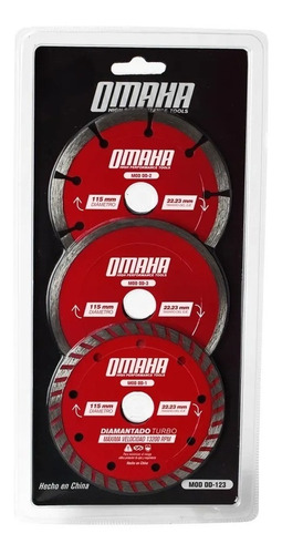 Imagen 1 de 8 de Discos Diamantados 115 X 22,23 Mm Pack 3 Unidades Omaha