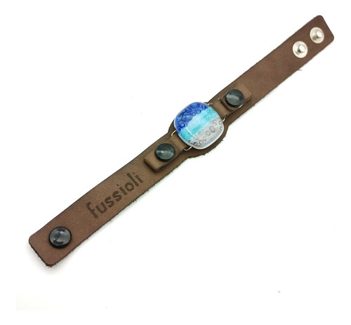 Imagen 6 de 6 de Pulsera Soda Mar Burbuja Cuero Vidrio