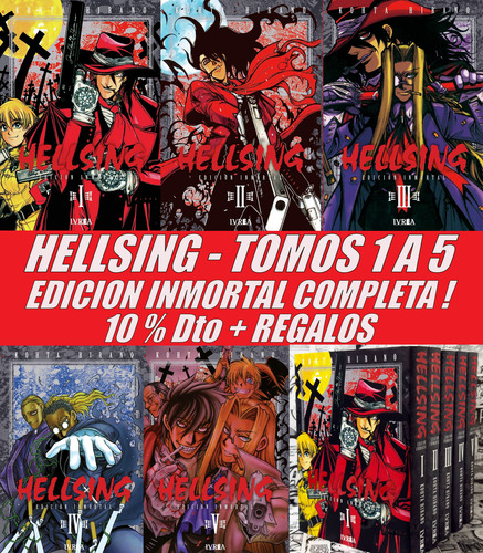 Hellsing Ed. Inmortal Completa 5 Tomos Dobles + Manga Bags